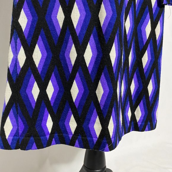 DVF Diane Von Furstenberg Merino Wool Knit Gabel Dress Blue Purple Diamond - Picture 3 of 10
